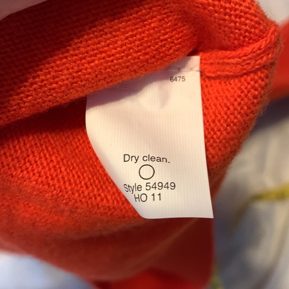 J Crew size small red orange cashmere wool blend pink heart sweater crew neck - Picture 7 of 8